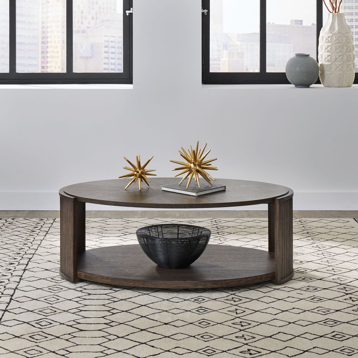 Liberty Furniture City View Oval Cocktail Table in Coffee Bean image