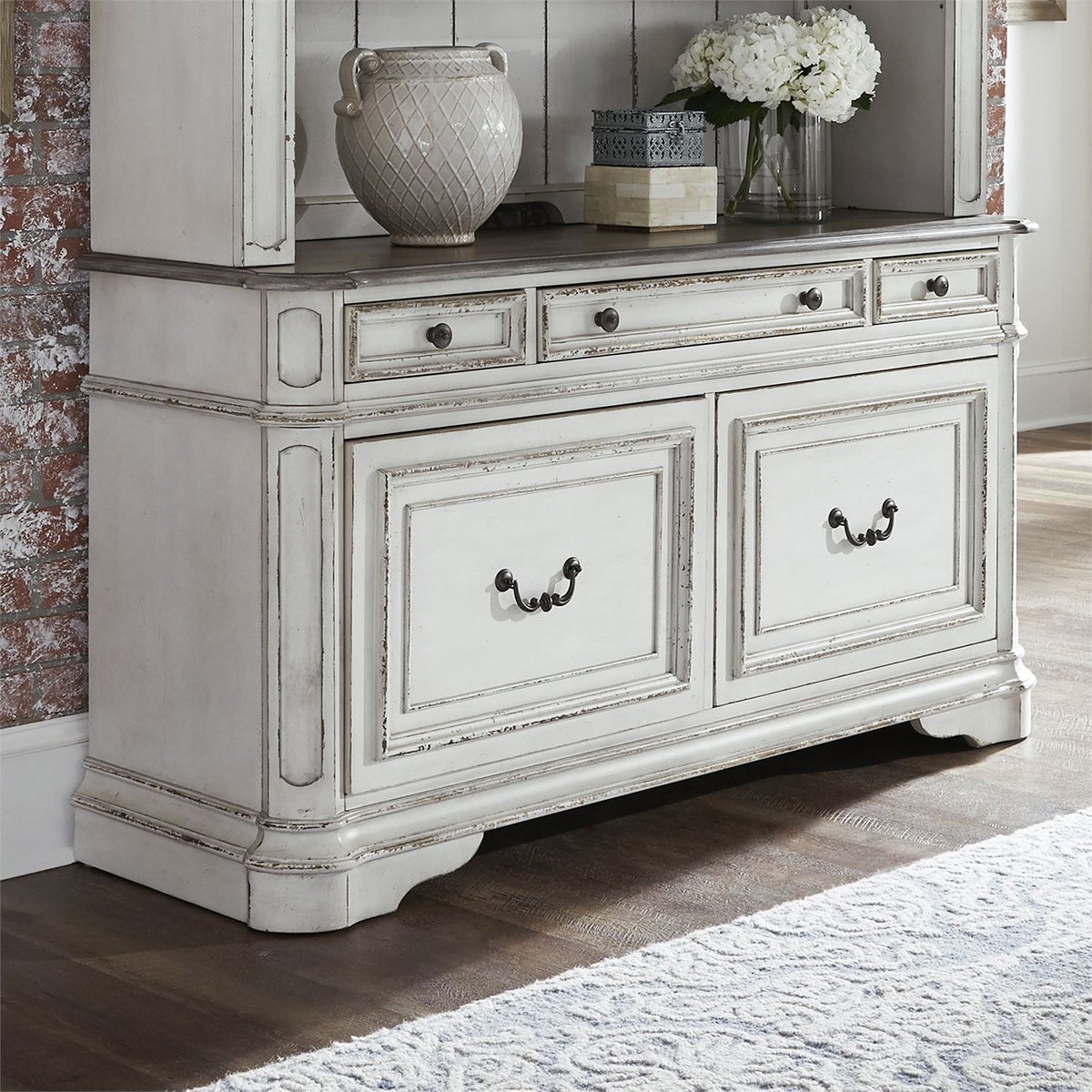 Liberty Magnolia Manor Credenza in Antique White