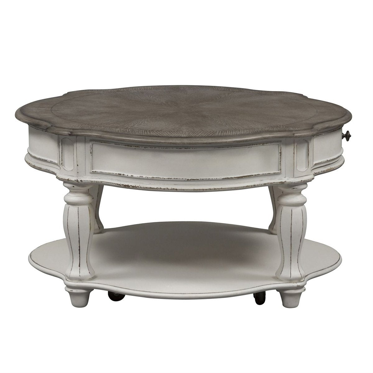 Liberty Magnolia Manor Round Cocktail Table in Antique White