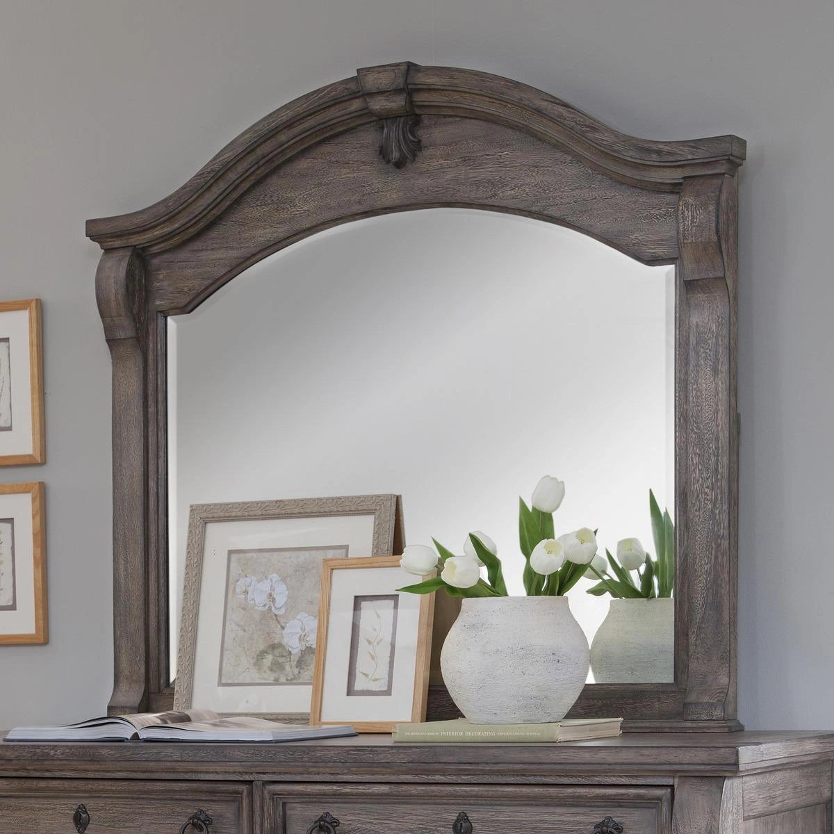 American Woodcrafters Heirloom Landscape Mirror in Rustic Charcoal 2975-040