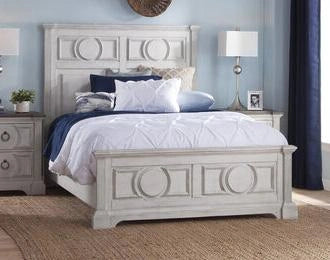 American Woodcrafters Brighten King Panel Bed in Antique White/Charcoal 9410-66PNPN
