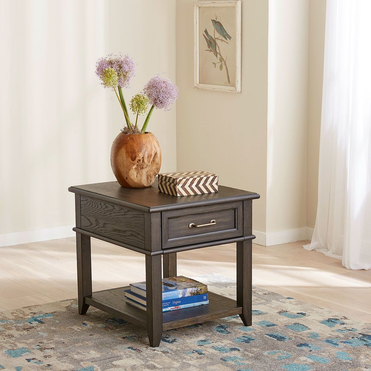 Liberty Furniture Mill Creek Drawer End Table in Peppercorn