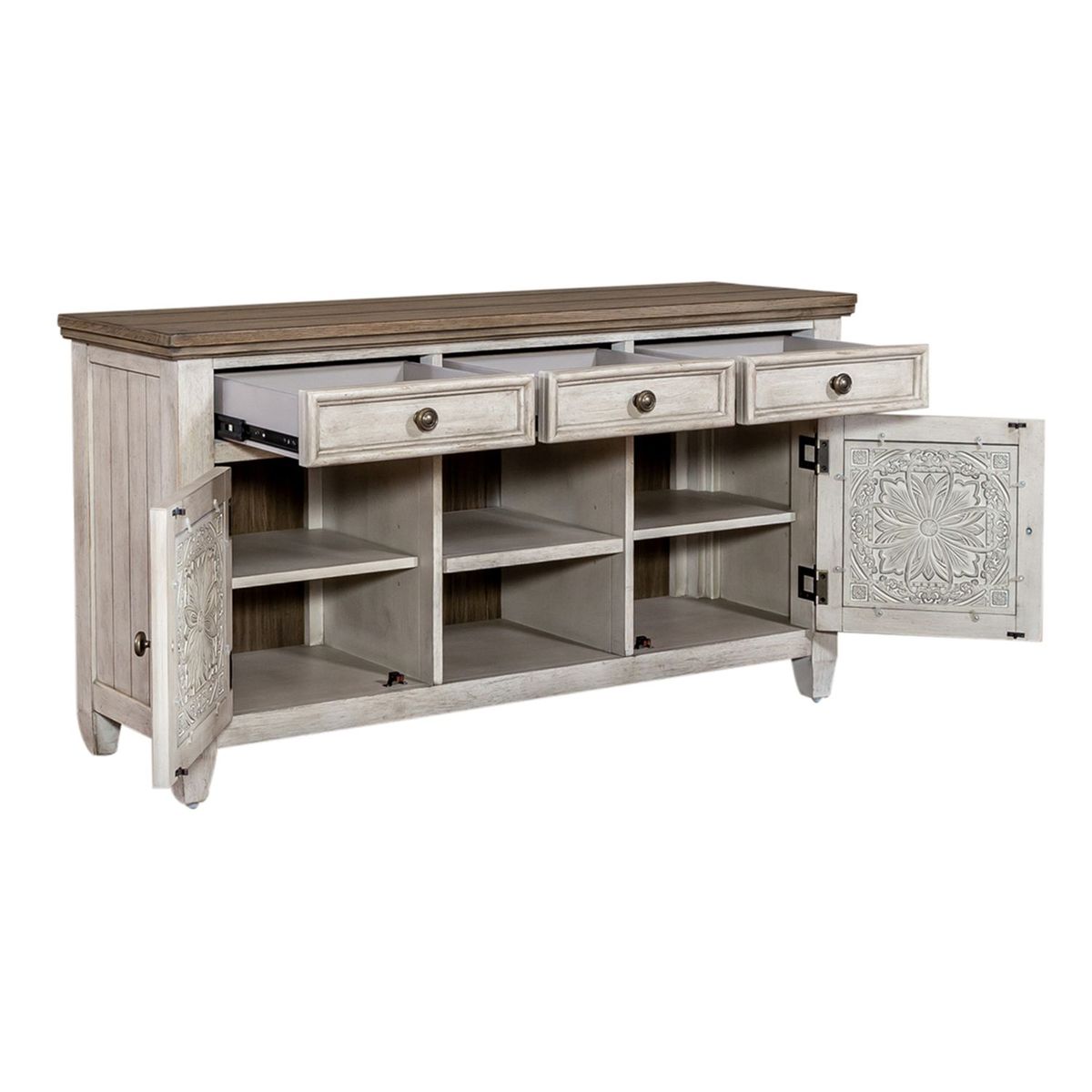 Liberty Heartland 66" Tile TV Console in Antique White