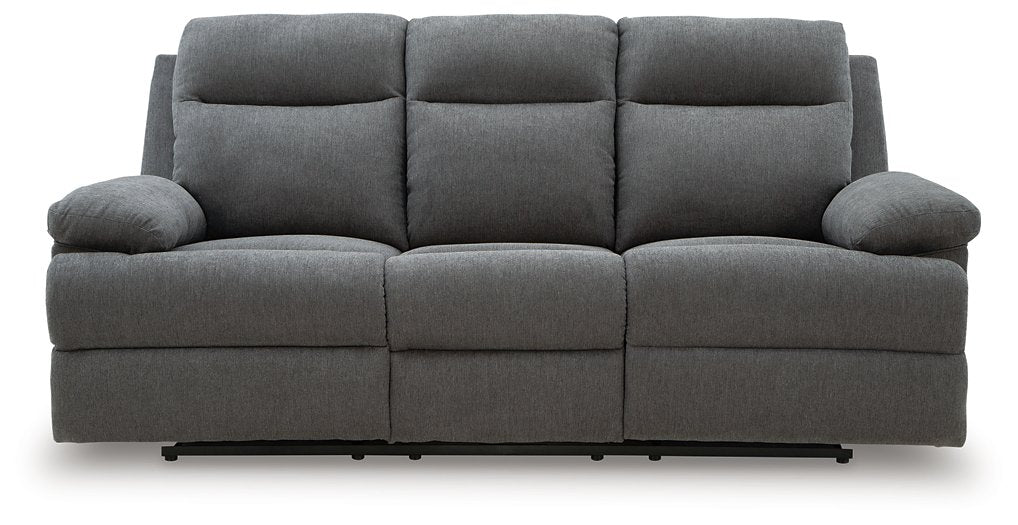 Side-Swipe Reclining Sofa with Drop Down Table