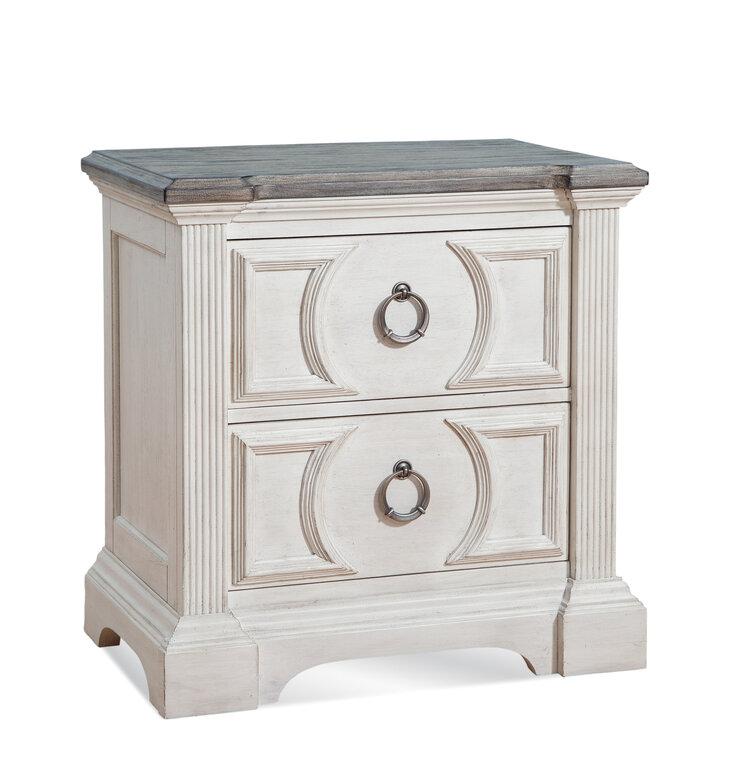 American Woodcrafters Brighten 2 Drawer Nightstand in Antique White/Charcoal 9410-420