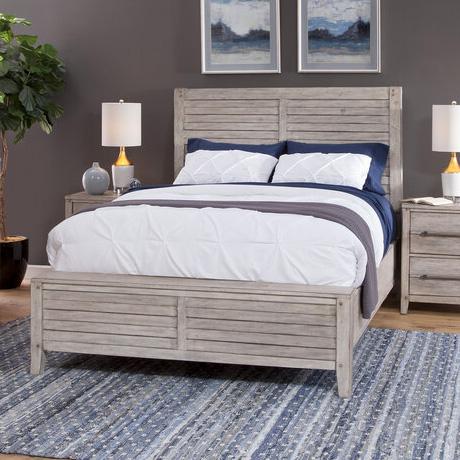 American Woodcrafters Aurora Queen Panel Bed in Whitewash 2810-50PNPN