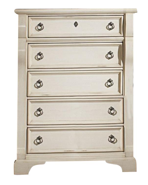 American Woodcrafters Heirloom Antique White Five Drawer Chest American Woodcrafters Heirloom Antique White Five Drawer Chest