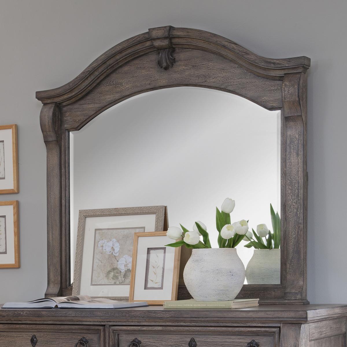 American Woodcrafters Heirloom Landscape Mirror in Rustic Charcoal 2975-040