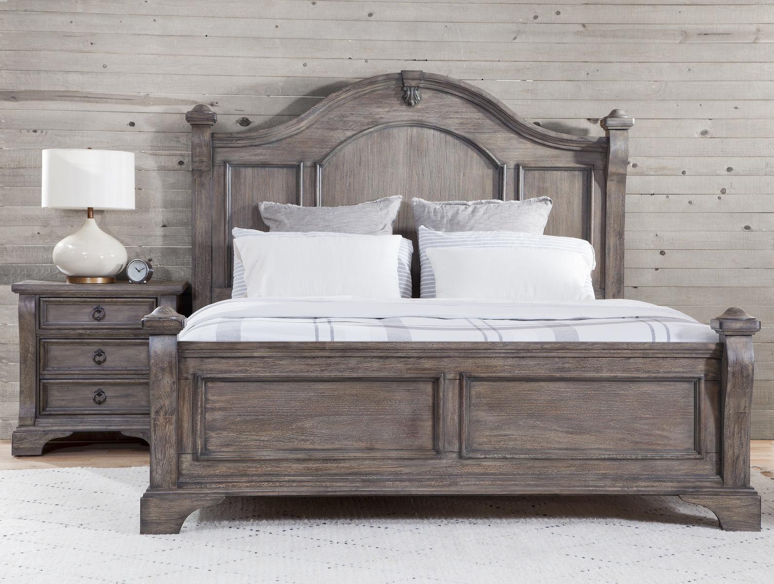 American Woodcrafters Heirloom Queen Poster Bed in Rustic Charcoal 2975-50POPO