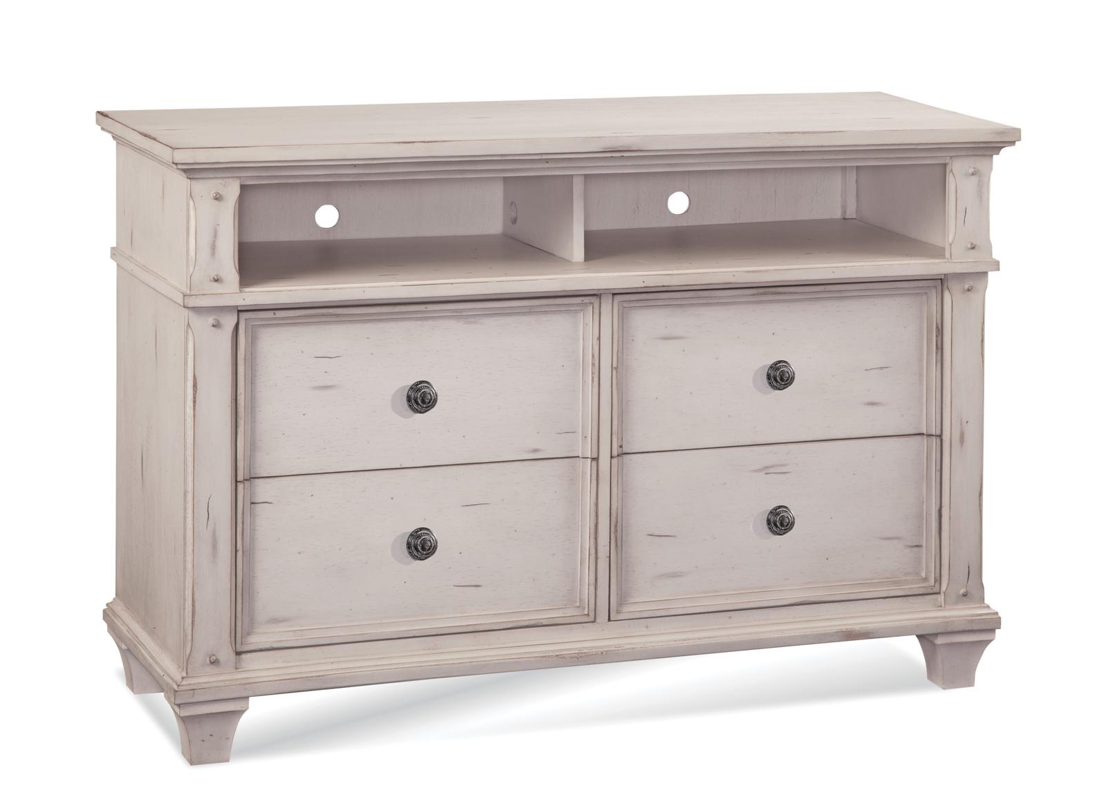 American Woodcrafters Sedona Media Chest in Cobblestone White 2410-232