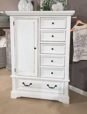 American Woodcrafters Stonebrook Gentleman's Chest in Distressed Antique White 7810-181