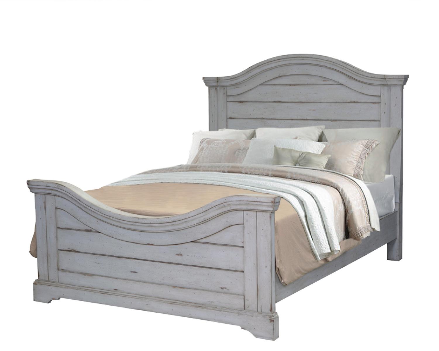 American Woodcrafters Stonebrook King Panel Bed in Antique Gray