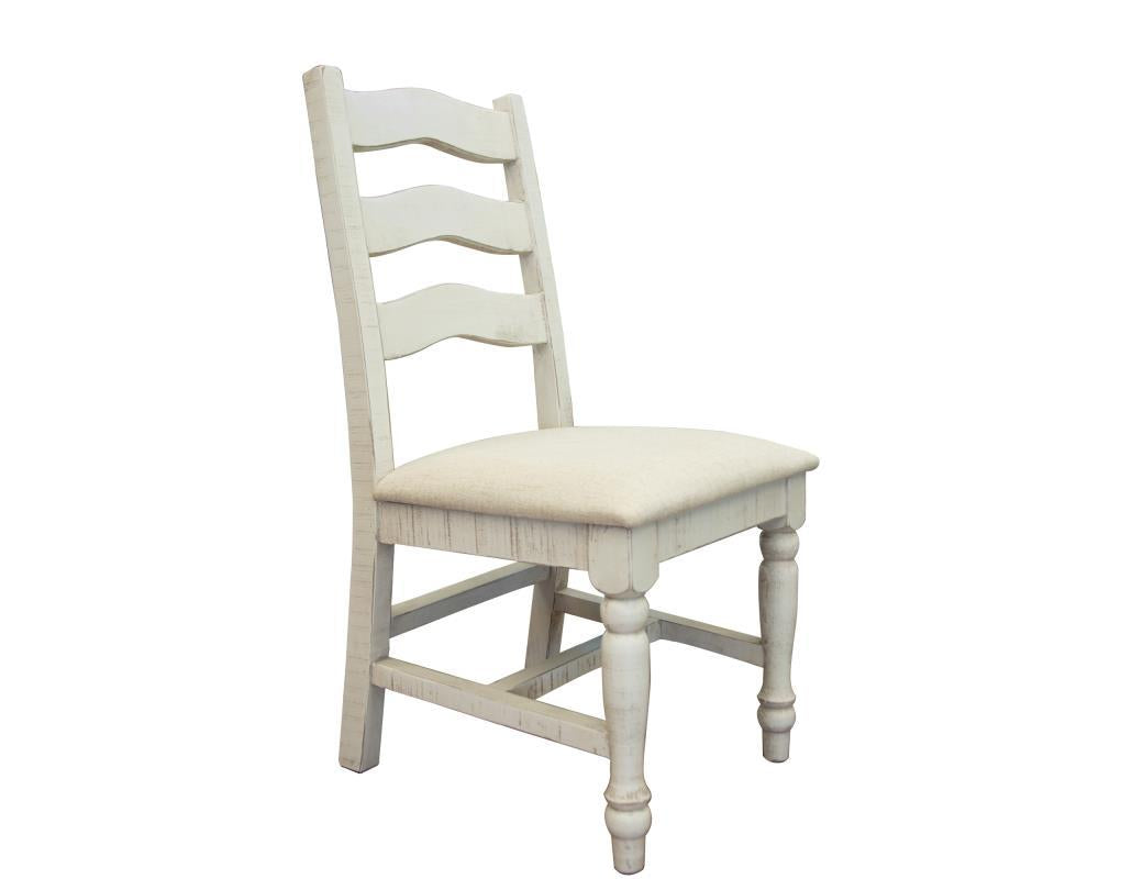Stone Solid Wood Chair w/Fabric Seat Ivory Finish**