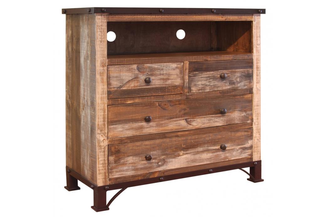 Antique Multicolor 4 Drawer Media Chest