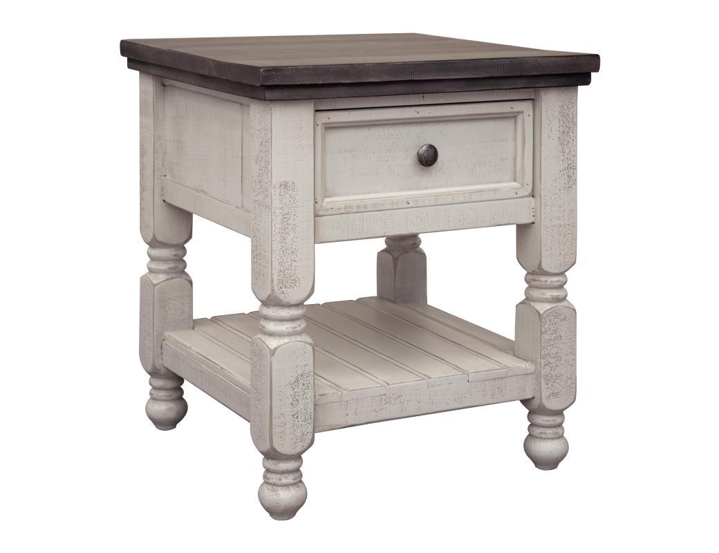 Stone 1 Drawer, Shelf End Table