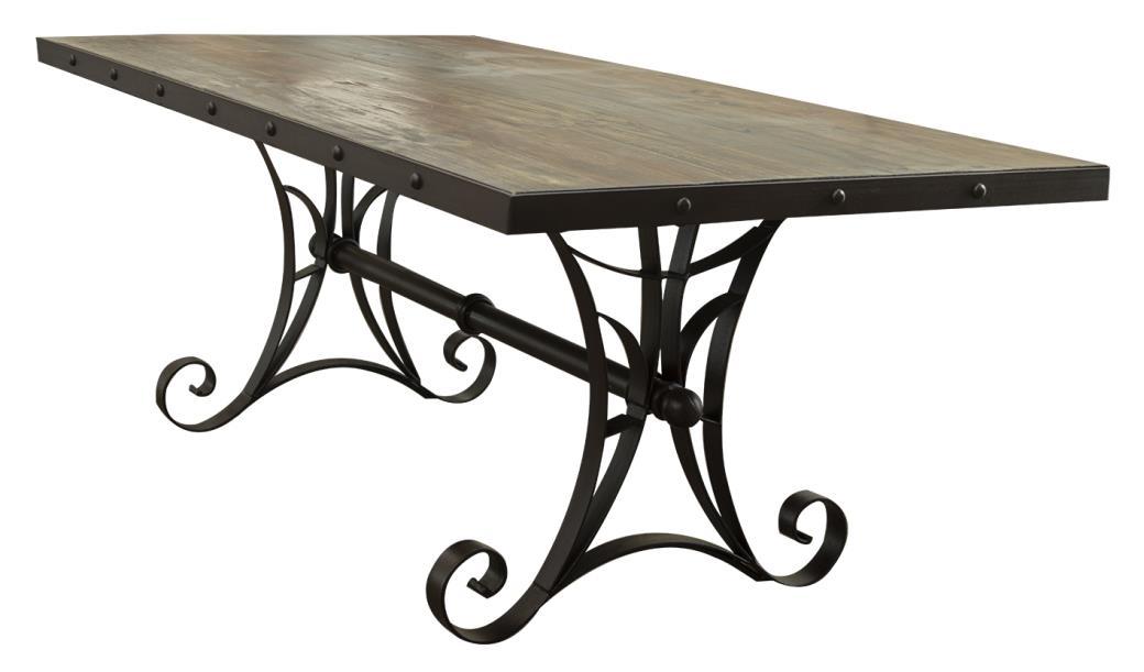 Antique Multicolor 79” Dining Table w/Iron Base*