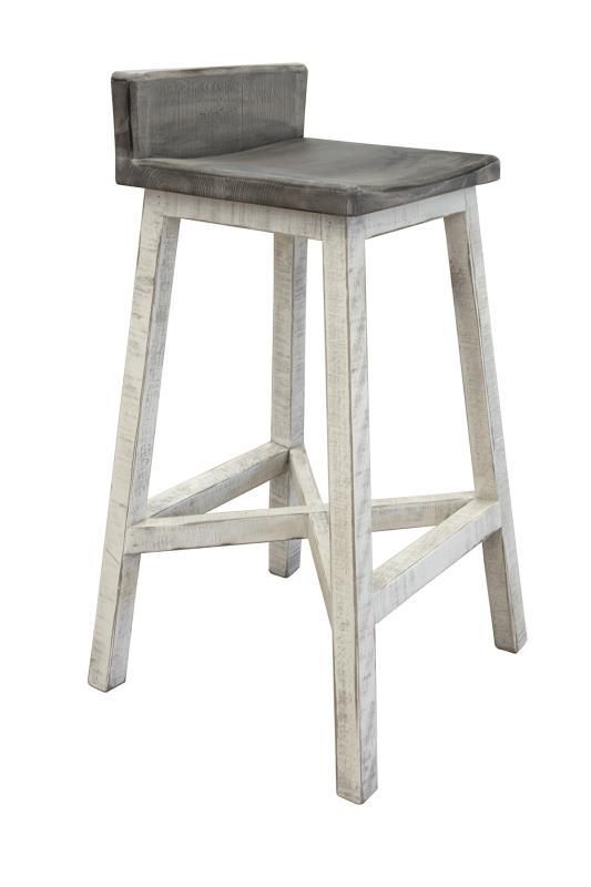 Stone 30" Stool - w/Wooden Seat and Base - Stone Finish **