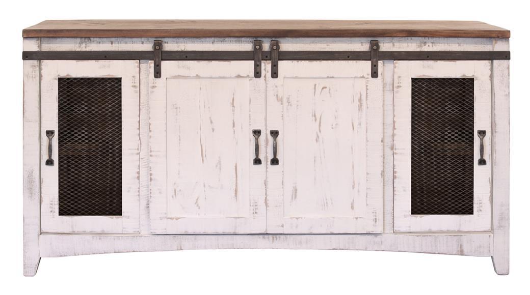 Pueblo White TV-Stand w/4 Doors