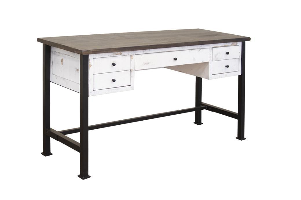 Pueblo White 5 Drawer Desk