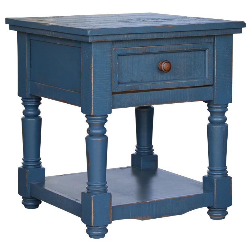 Aruba 1 drawer, End Table, Dark Blue finish