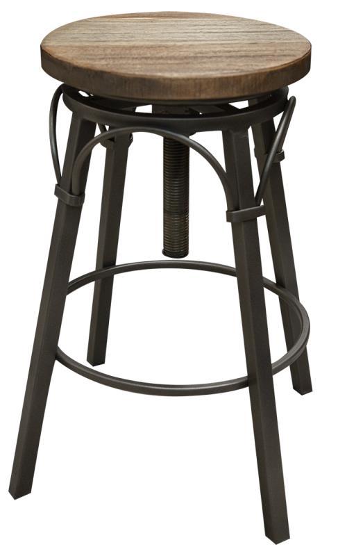 Marquez 24-30" Adjustable Swivel Stool, Wooden Seat, Straight Leg