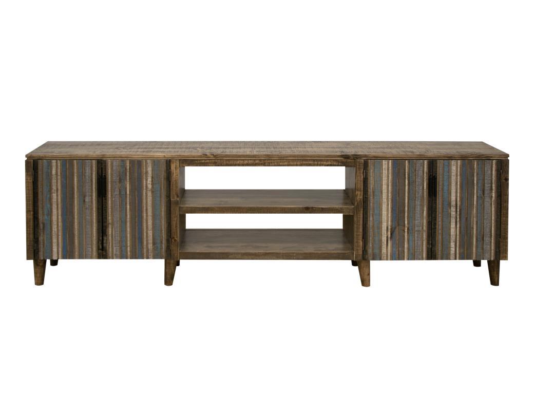 Tiza 4 Doors and Shelves, 93" TV Stand Blue