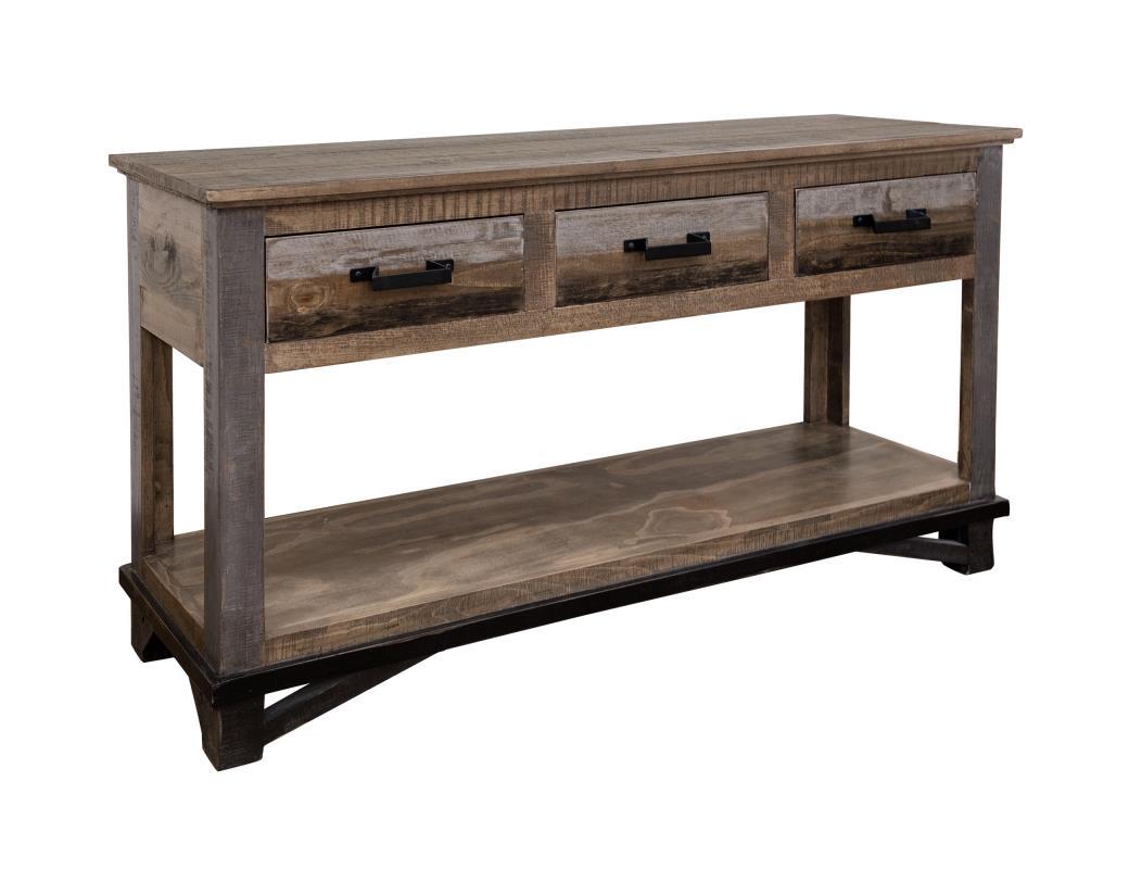Loft Brown Sofa Table 3 Drawers