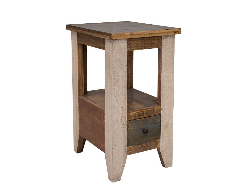 Antique Multicolor Chair Side Table w/1 Drawer