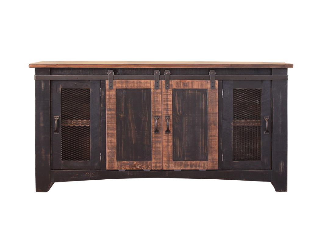 Pueblo Black 60" TV Stand w/4 doors and Shelves