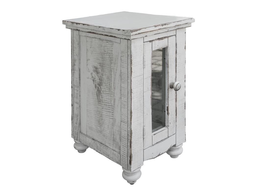 Aruba 1 Door, Chair Side Table w/ White finish