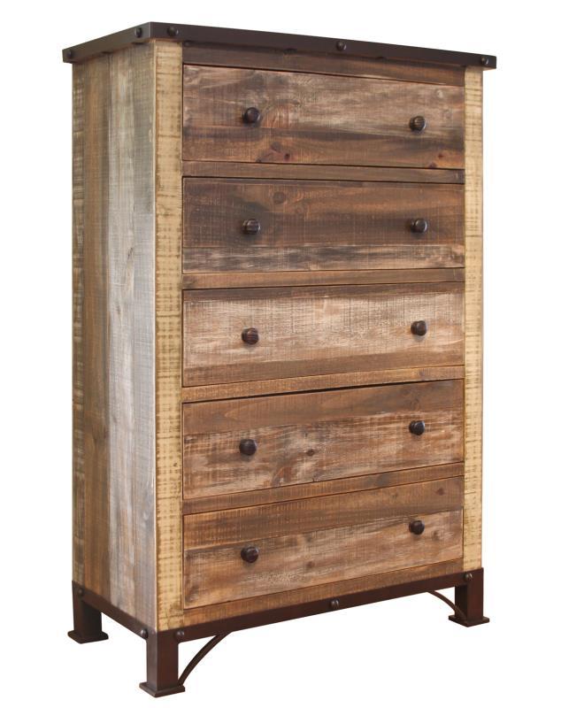 Antique Multicolor 5 Drawer Chest