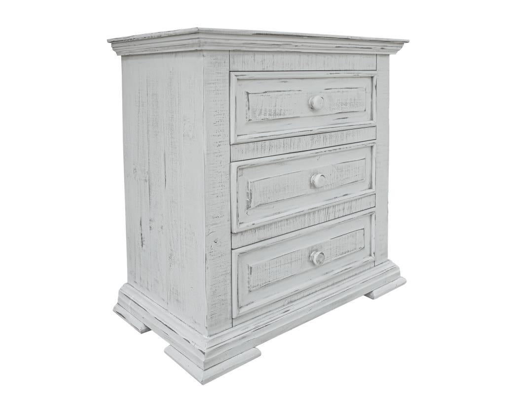 Terra White 3 Drawer Nightstand