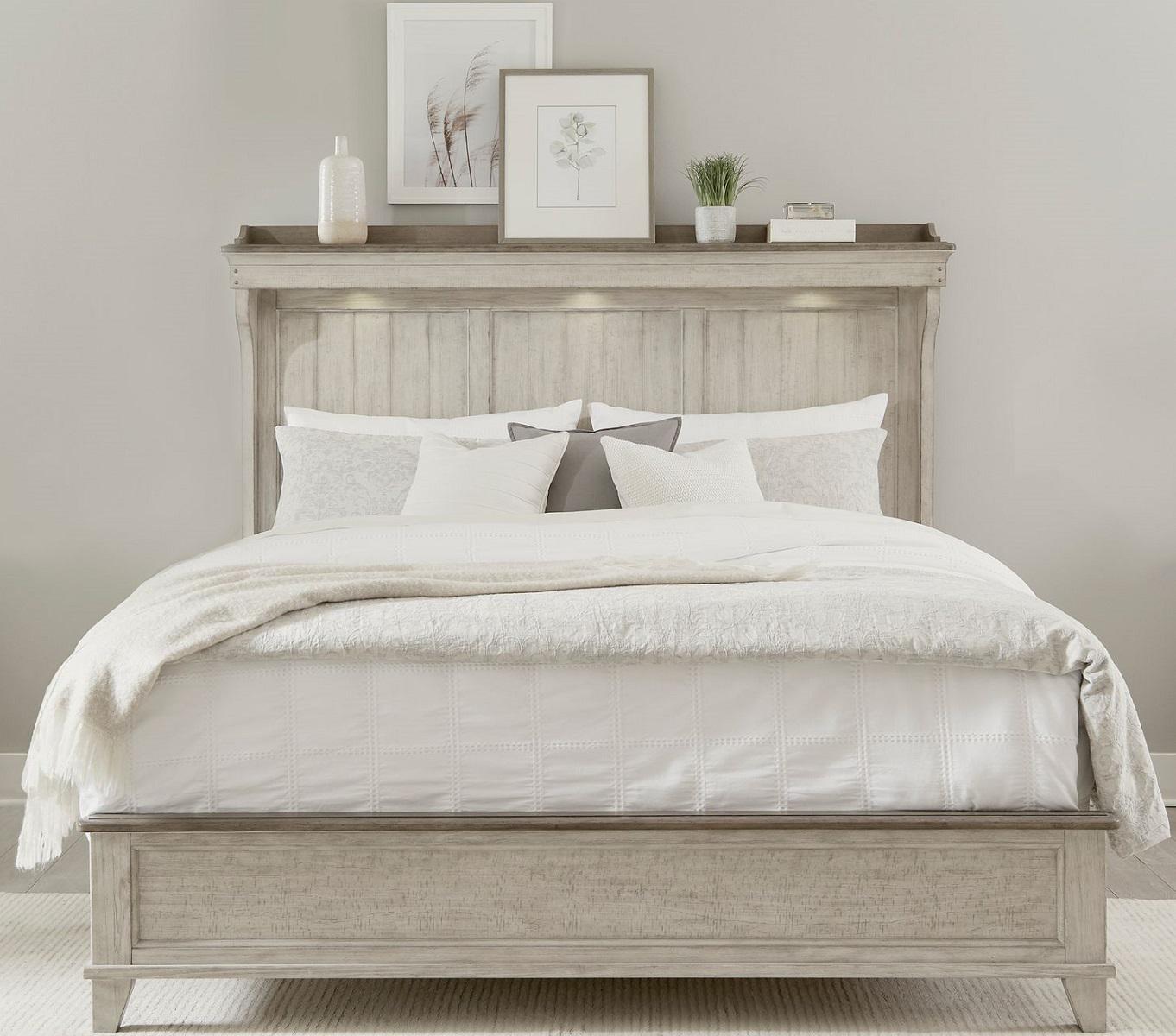 Liberty Furniture Ivy Hollow Queen Mantle Bed in Weathered Linen