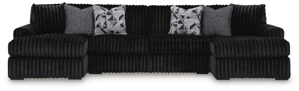 Midnight-Madness Double Chaise Sectional - Onyx