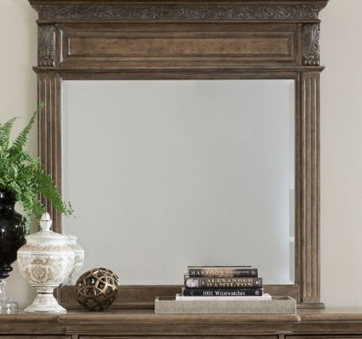 Liberty Furniture Carlisle Court Landscape Mirror in Chestnut with Dusty Wax