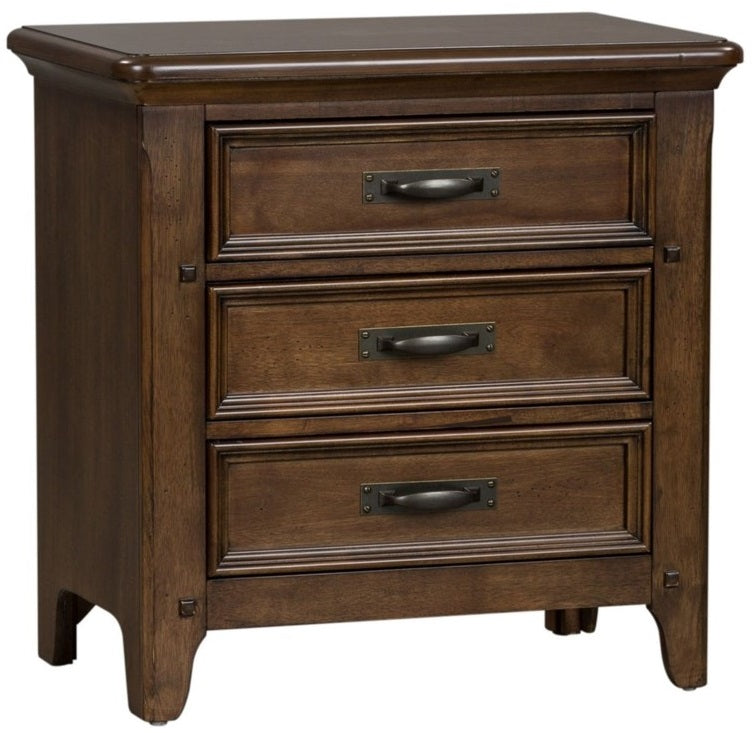 Liberty Furniture Saddlebrook 3 Drawer Nightstand in Tobacco Brown