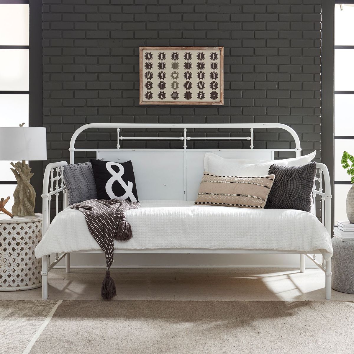 Liberty Furniture Vintage Series Twin Metal Bed in Antique White