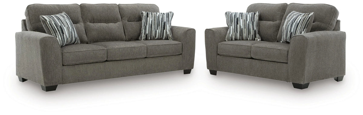 Olten Living Room Set - Graphite 2-Piece: Sofa/Loveseat