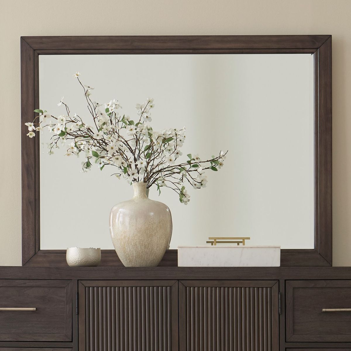 Liberty Furniture Modern Edge Landscape Mirror in Caffe
