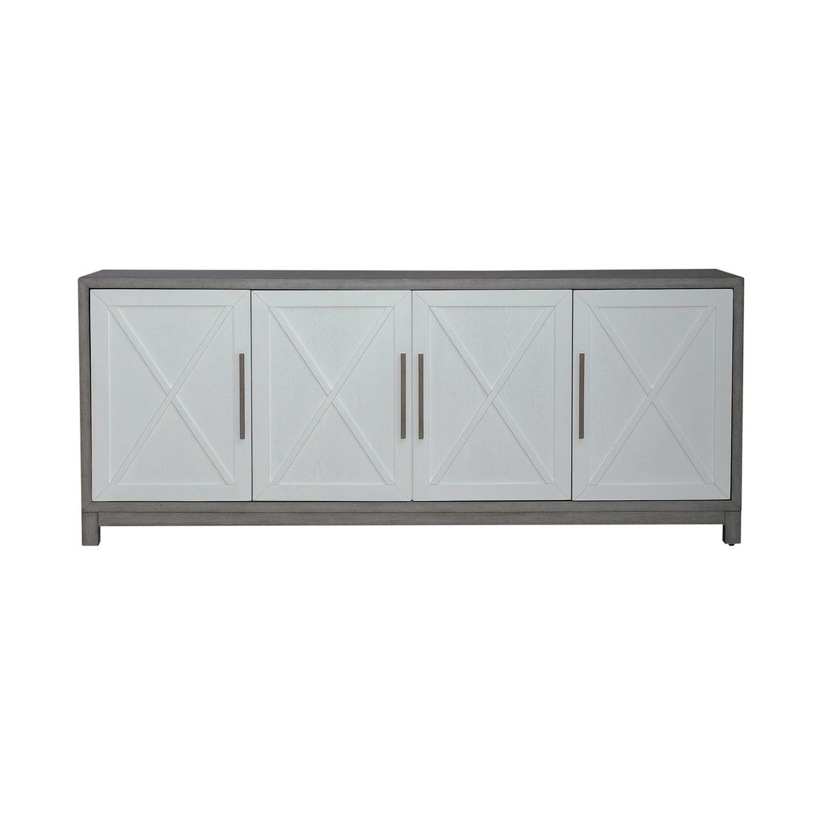 Liberty Furniture Palmetto Heights 78 Inch TV Console in Shell White/ Driftwood