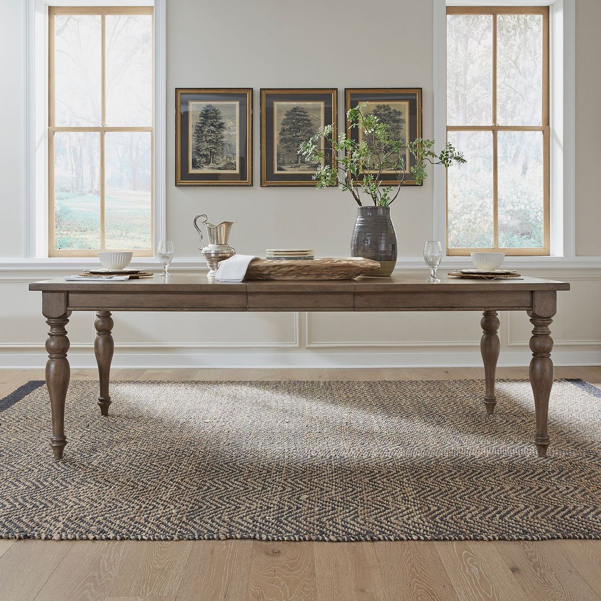 Liberty Furniture Americana Farmhouse Rectangular Leg Table in Dusty Taupe & Black