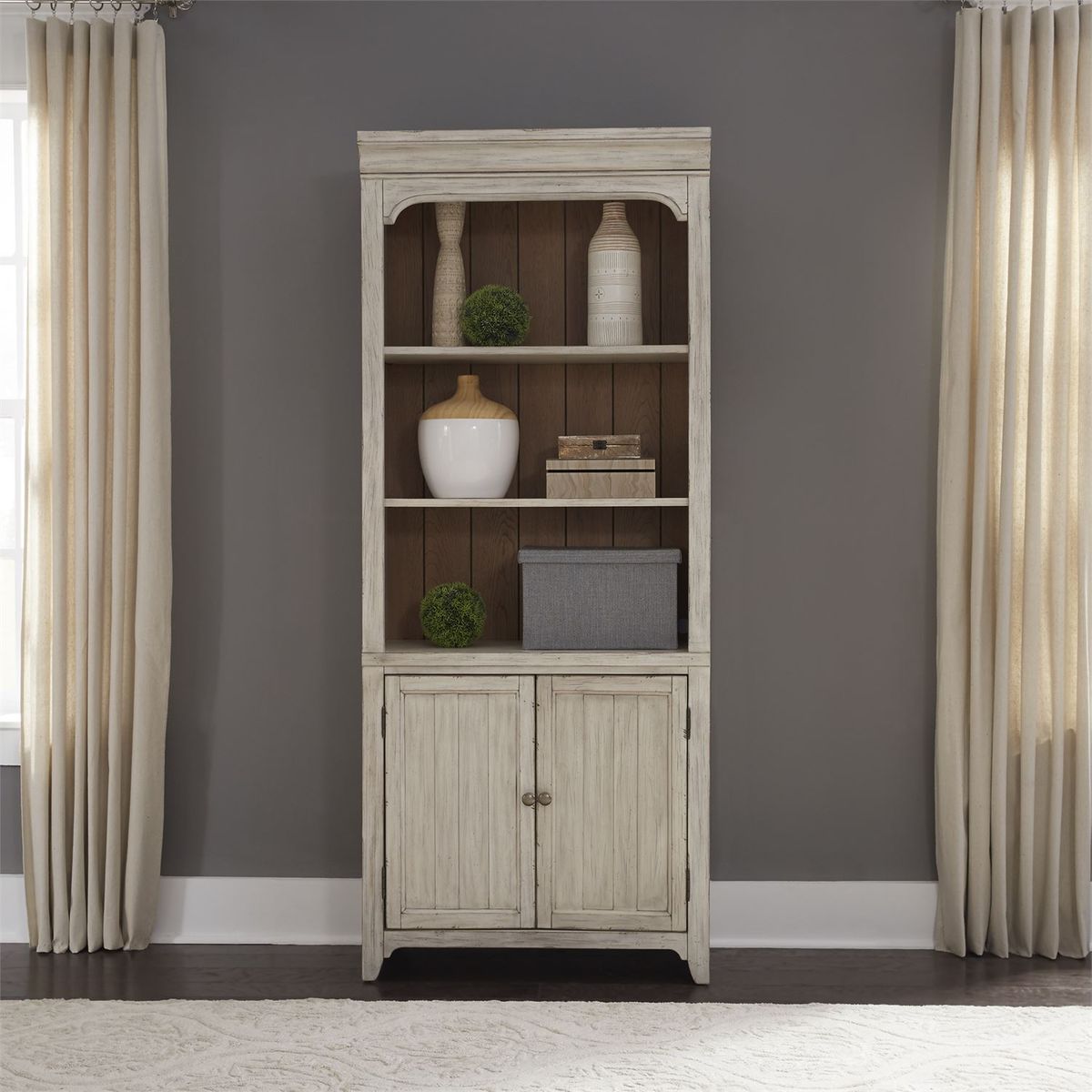 Liberty Farmhouse Reimagined Bookcase in Antique White