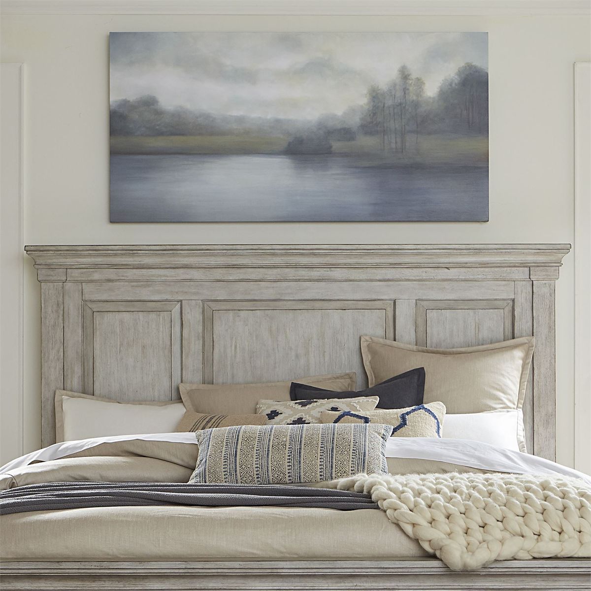 Liberty Furniture Heartland Queen Panel Bed in Antique White