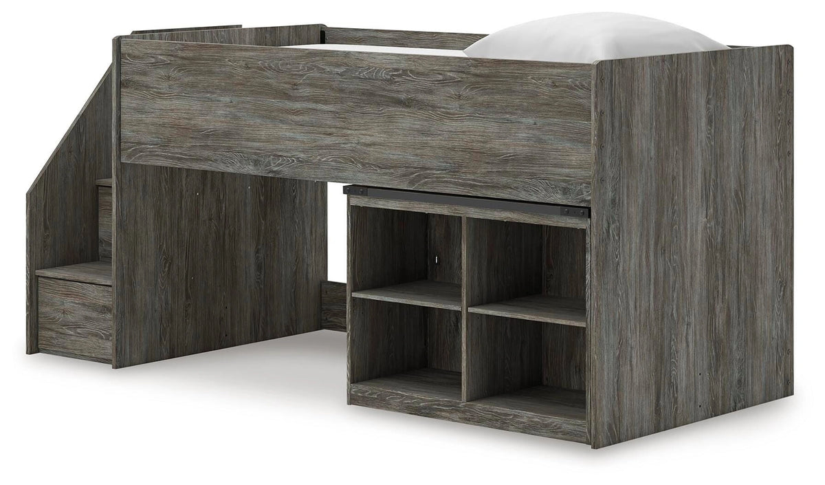 Frandern Loft Bed with Bookcase Storage