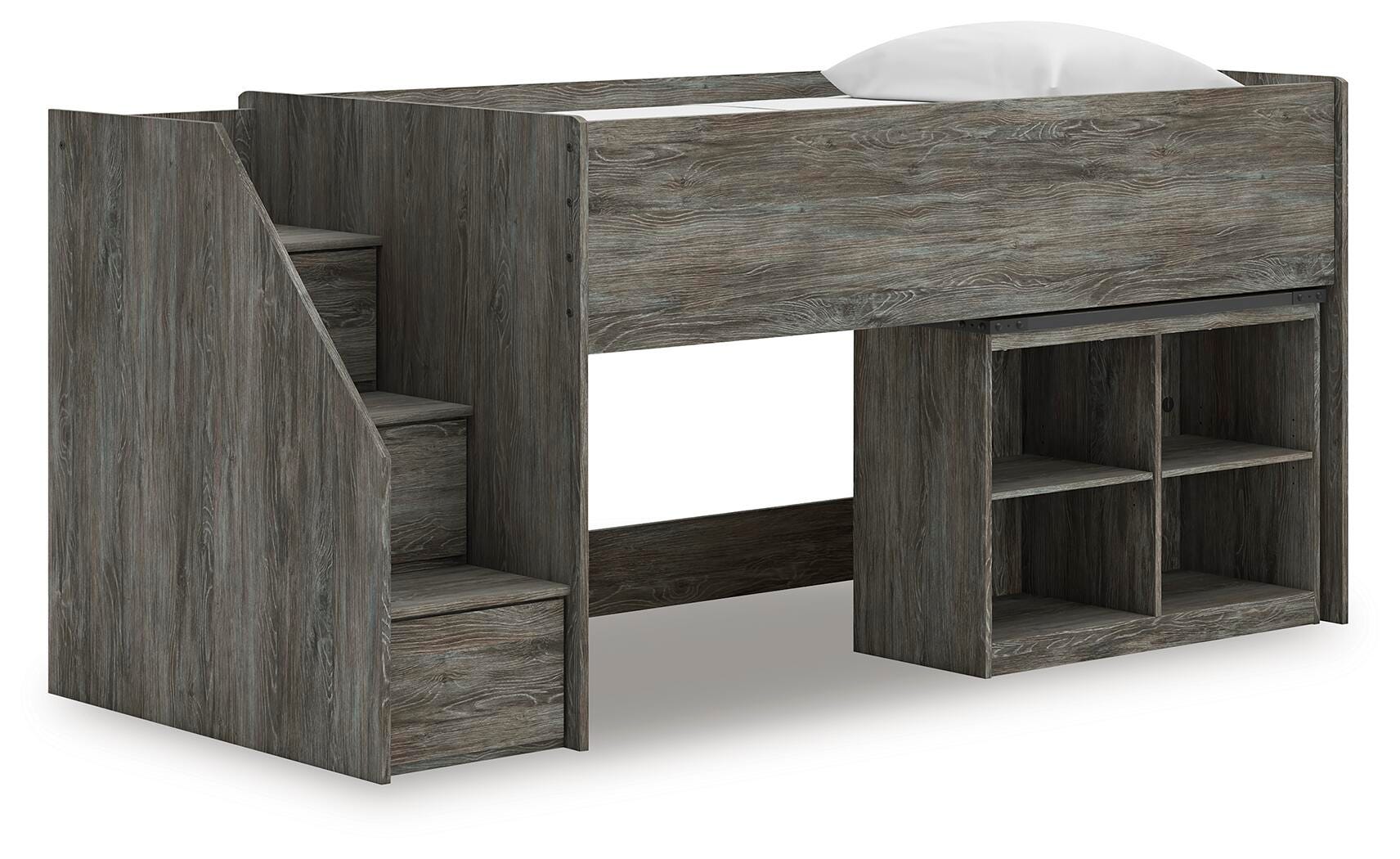 Frandern Loft Bed with Bookcase Storage