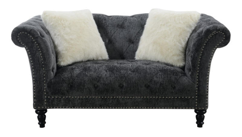 Emerald Home Hutton II Loveseat w/ 2 Accent Pillows in Bliss Charcoal