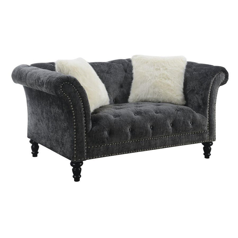 Emerald Home Hutton II Loveseat w/ 2 Accent Pillows in Bliss Charcoal image