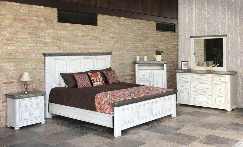 Luna King Panel Bed in Off White