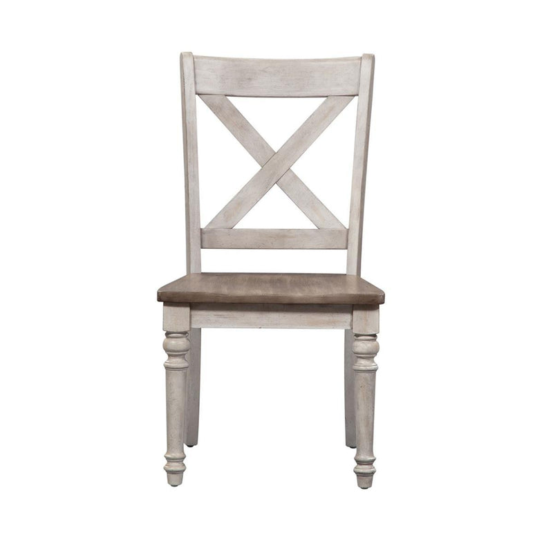 Liberty Furniture Cottage Lane X Back Wood Seat Side Chair (Set of 2) in Antique White