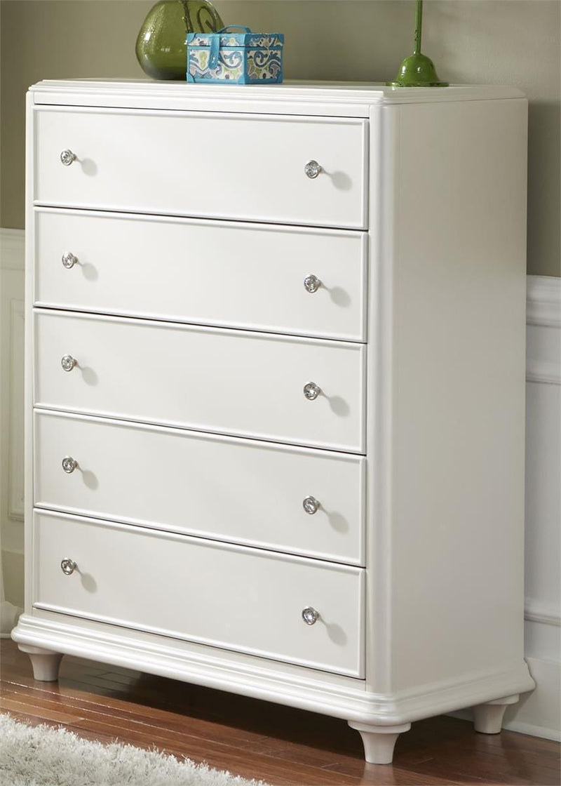 Liberty Furniture Stardust 5 Drawer Chest in Iridescent White